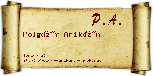 Polgár Arikán névjegykártya